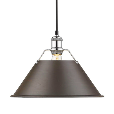 Yep by Golden Lighting Orwell 1-light 14in Pendant in Chrome and Rubbed Bronze shade - Default Title - Golden Lighting