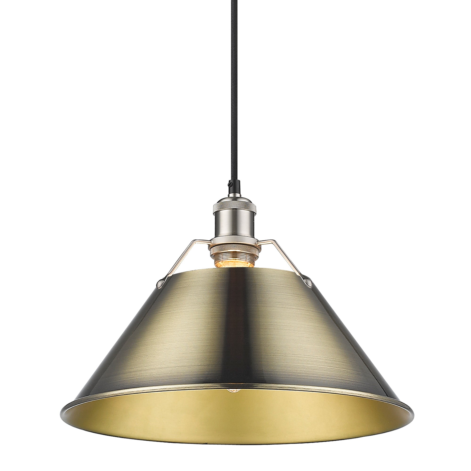 Orwell 14" Wide Large Pendant in Pewter with Aged Brass - Pewter / Aged Brass / Gold - Golden Lighting