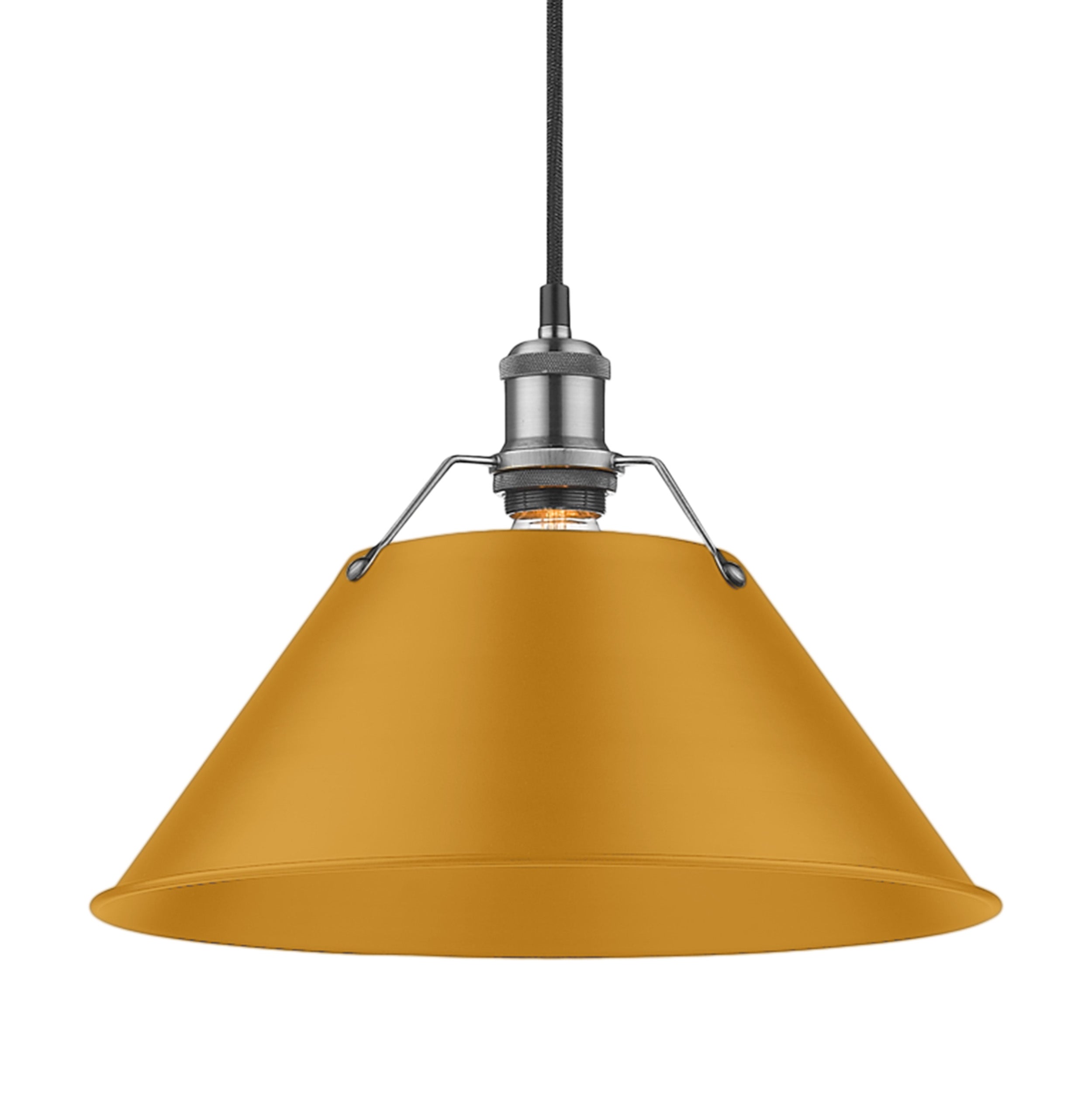 Yep by Golden Lighting Orwell 1-light 14in Pendant in Pewter and Auric Yellow shade