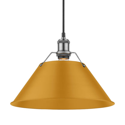 Yep by Golden Lighting Orwell 1-light 14in Pendant in Pewter and Auric Yellow shade