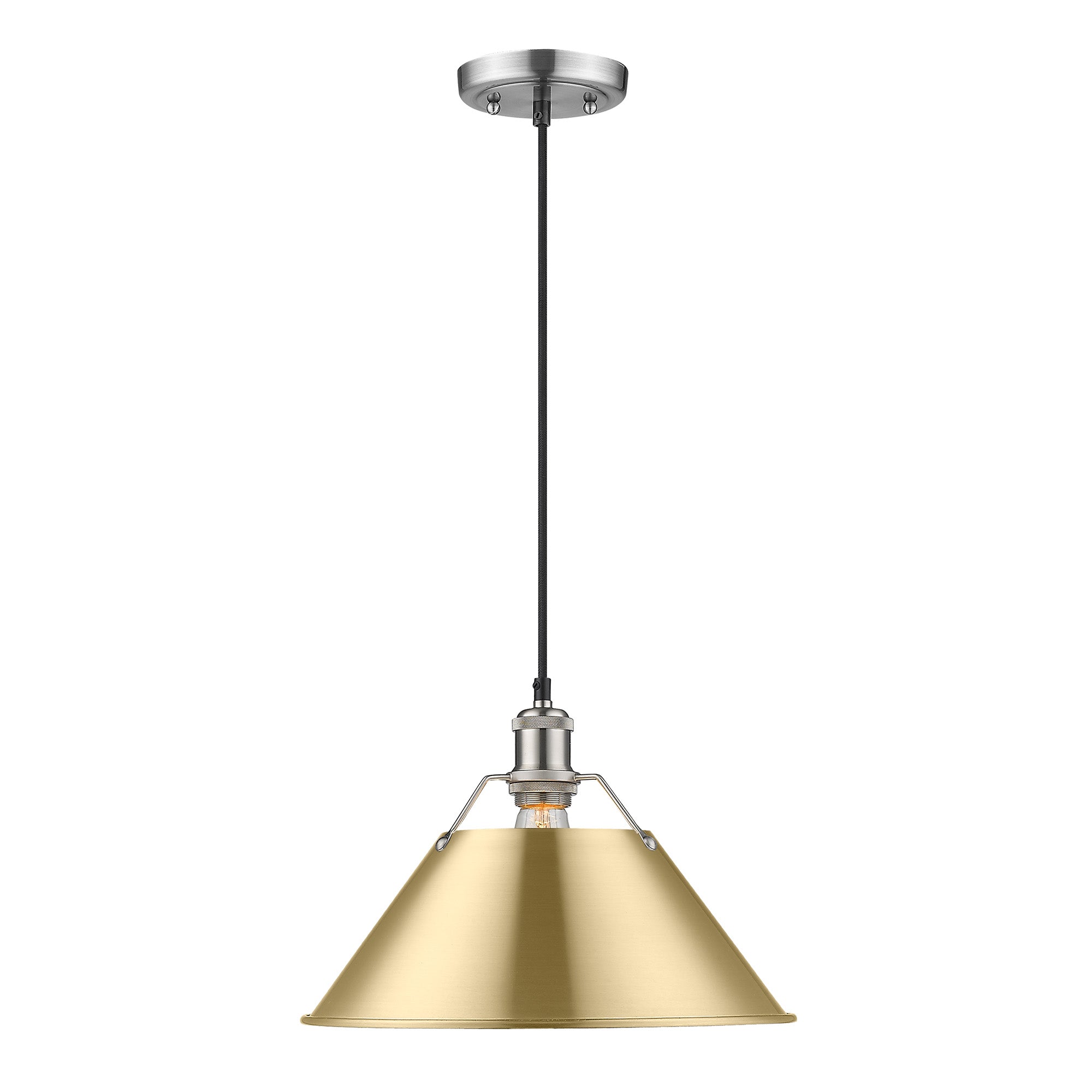 Orwell 14" Wide Large Pendant in Pewter with Brushed Champagne Bronze - - Golden Lighting