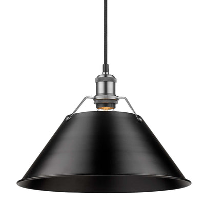 Yep by Golden Lighting Orwell 1-light 14in Pendant in Pewter and Matte Black shade - Default Title - Golden Lighting