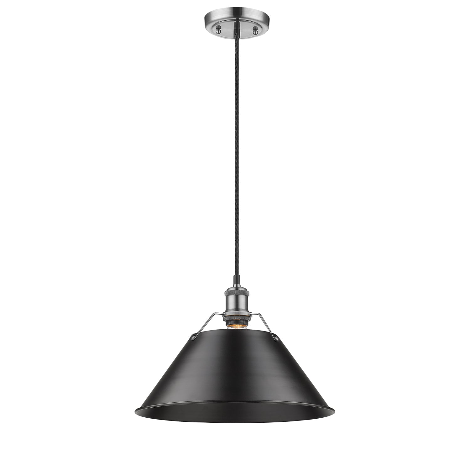 Orwell 14" Wide Large Pendant in Pewter with Matte Black - Pewter / Matte Black / Black - Golden Lighting