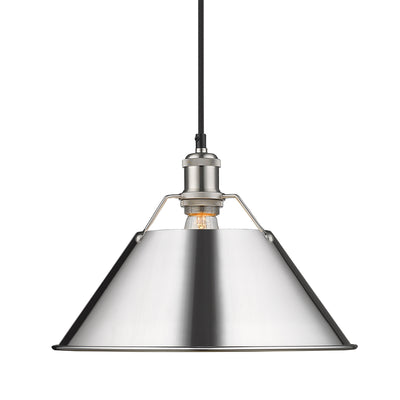 Yep by Golden Lighting Orwell 1-light 14in Pendant in Pewter and Chrome shade - Default Title - Golden Lighting