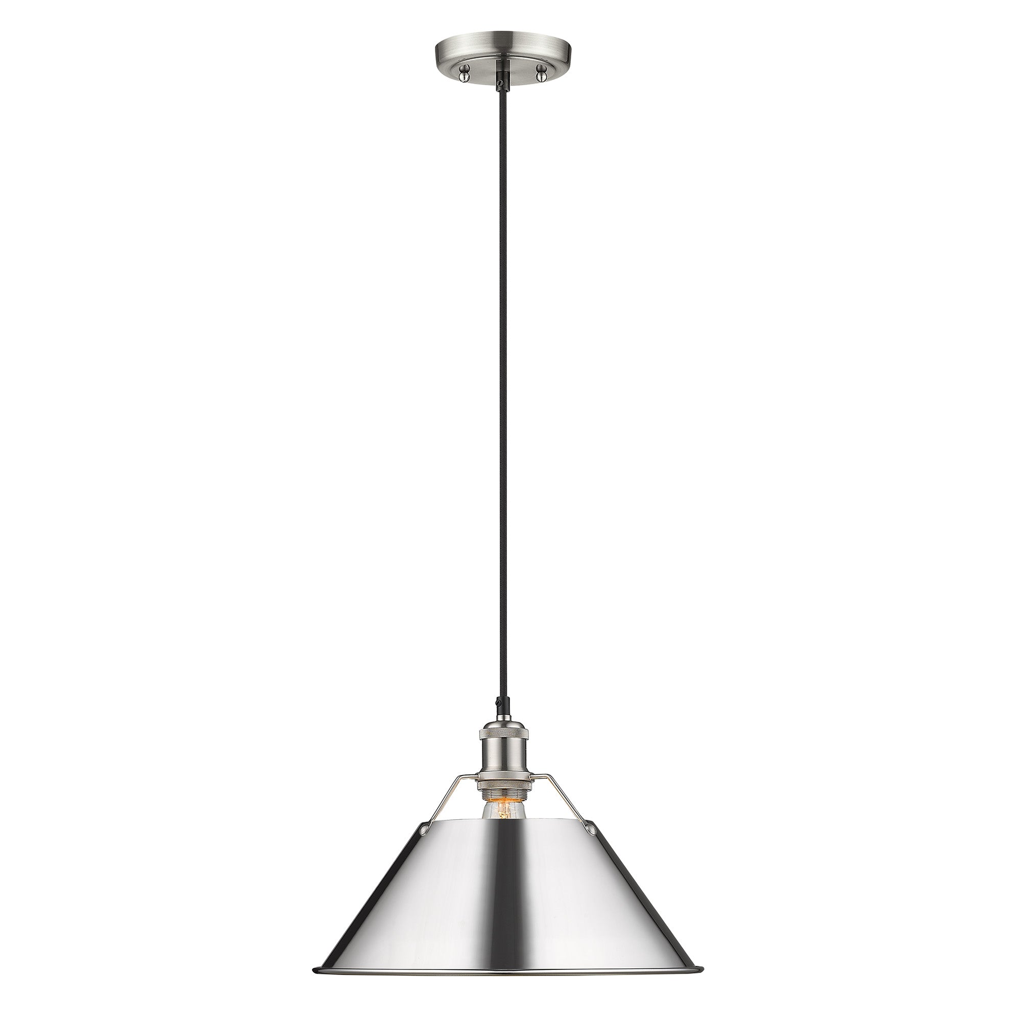 Orwell 14" Wide Large Pendant in Pewter with Chrome - - Golden Lighting