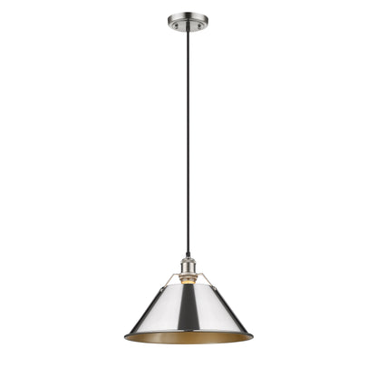Yep by Golden Lighting Orwell 1-light 14in Pendant in Pewter and Chrome shade