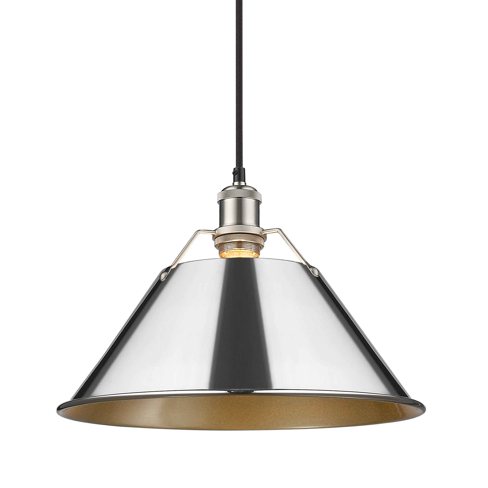 Orwell 14" Wide Large Pendant in Pewter with Chrome - Pewter / Chrome / Silver - Golden Lighting