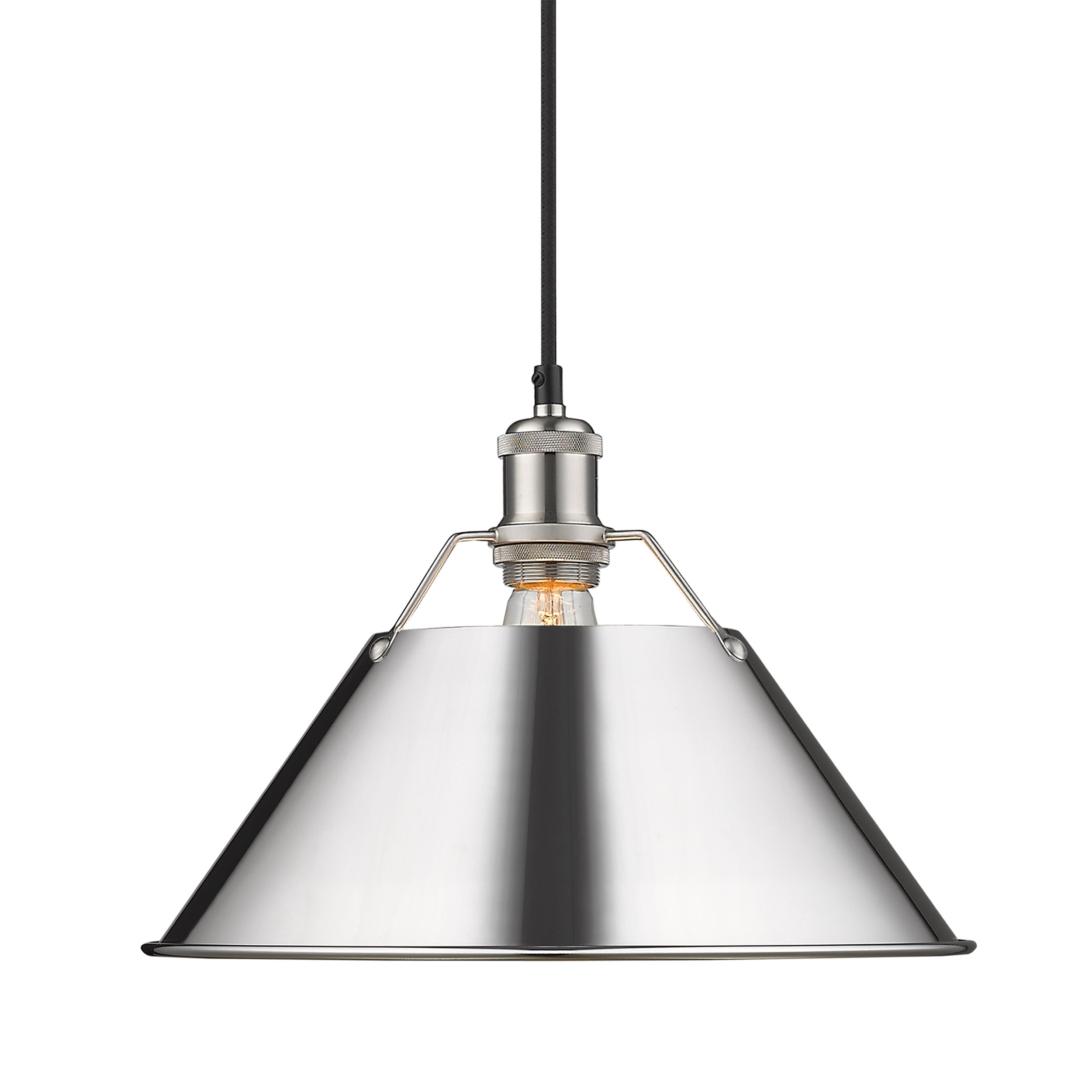Yep by Golden Lighting Orwell 1-light 14in Pendant in Pewter and Chrome shade - - Golden Lighting