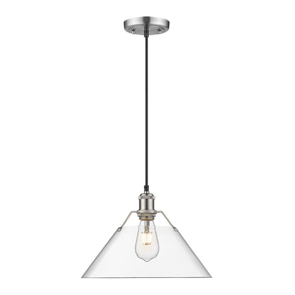 Orwell 14" Wide Large Pendant in Pewter with Clear Glass - - Golden Lighting