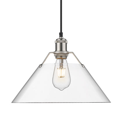 Yep by Golden Lighting Orwell 1-light 14in Pendant in Pewter and Clear Glass