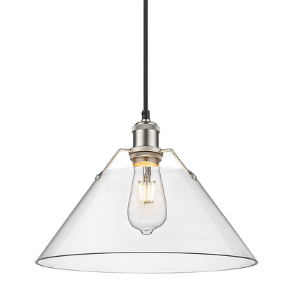 Orwell 14" Wide Large Pendant in Pewter with Clear Glass - Pewter / Clear Glass / Clear - Golden Lighting