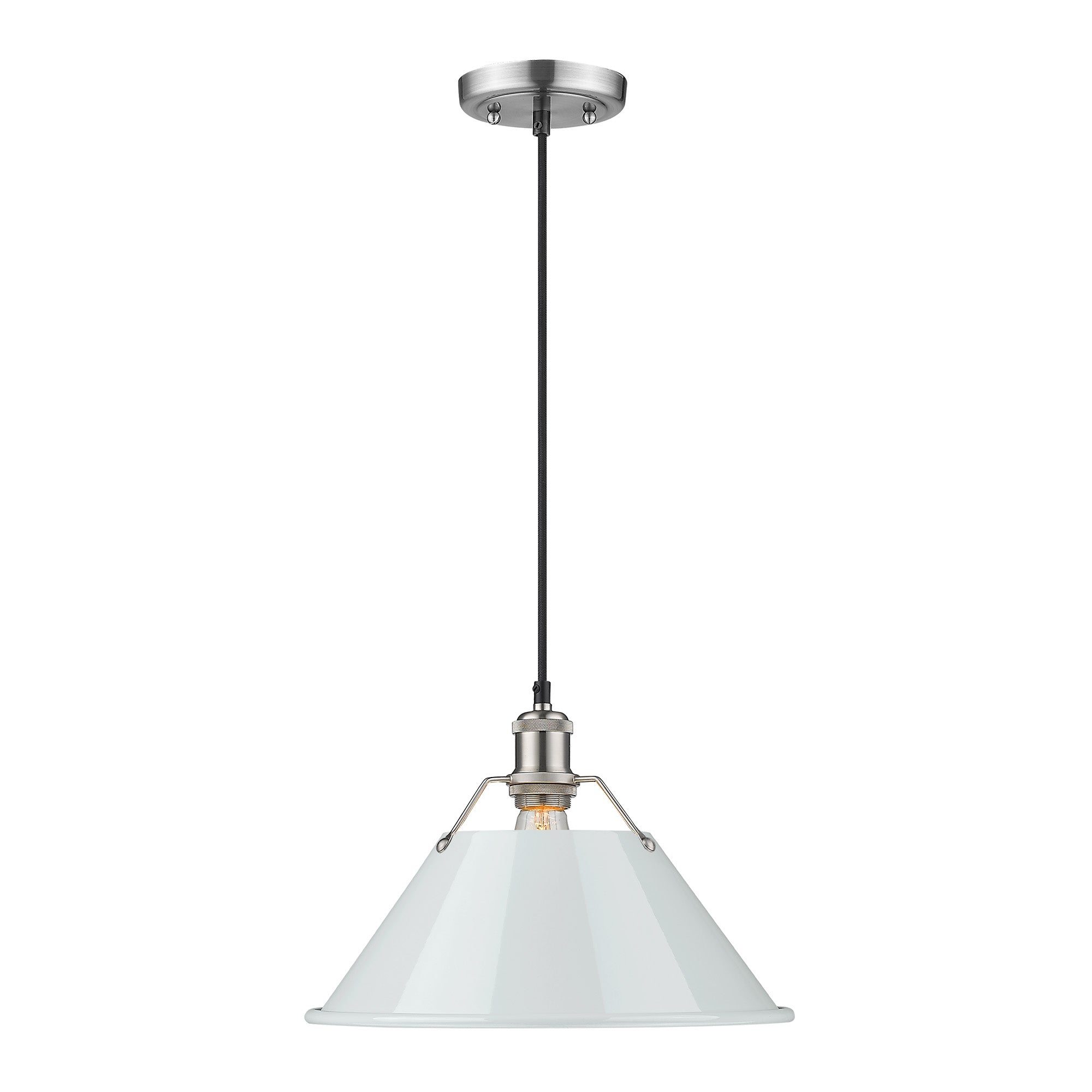 Orwell 14" Wide Large Pendant in Pewter with Dusky Blue - - Golden Lighting