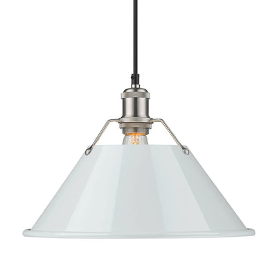 Yep by Golden Lighting Orwell 1-light 14in Pendant in Pewter and Dusky Blue shade - Default Title - Golden Lighting