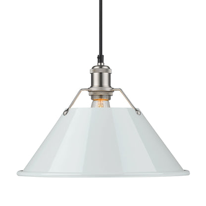 Yep by Golden Lighting Orwell 1-light 14in Pendant in Pewter and Dusky Blue shade - - Golden Lighting