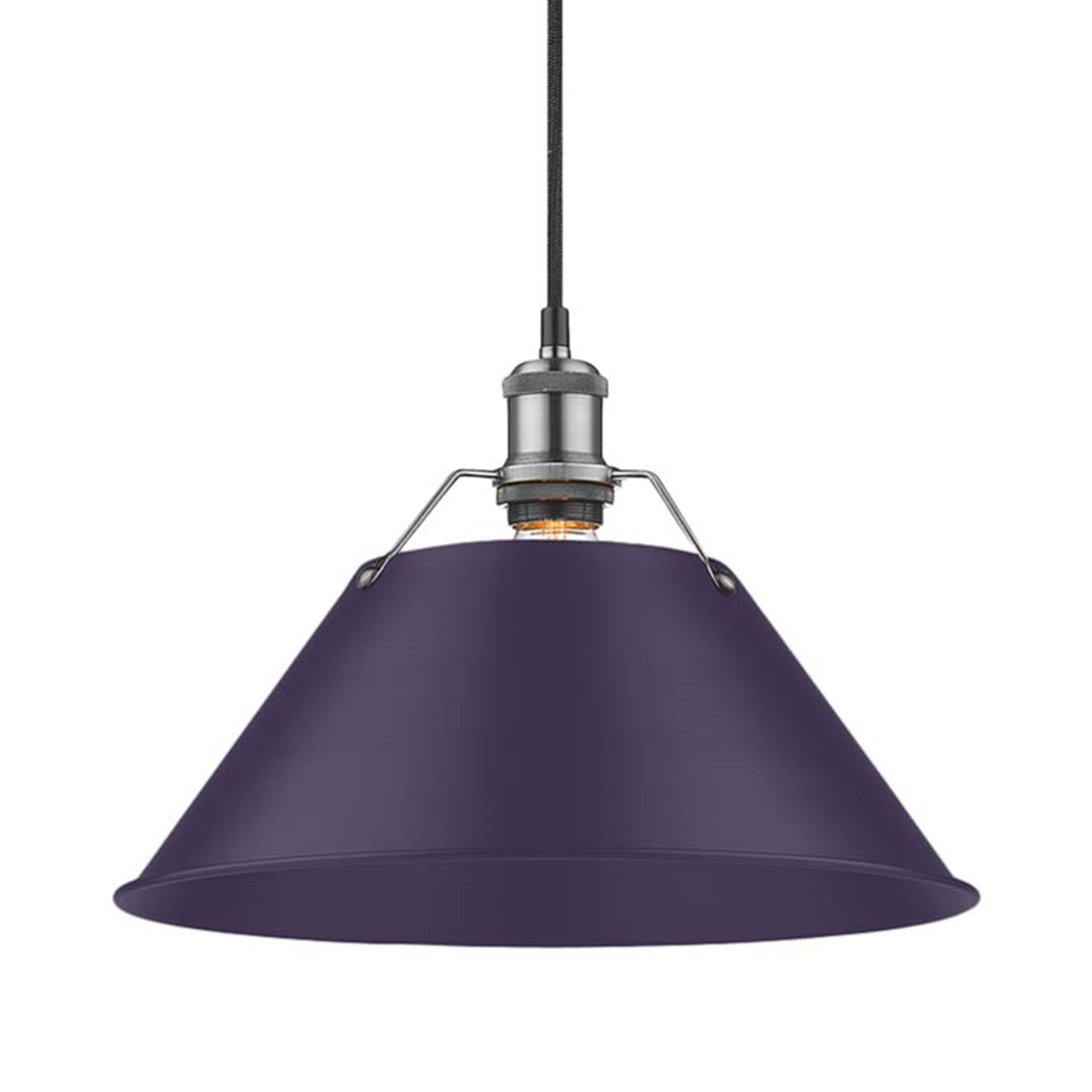 Yep by Golden Lighting Orwell 1-light 14in Pendant in Pewter and Exotic Purple shade