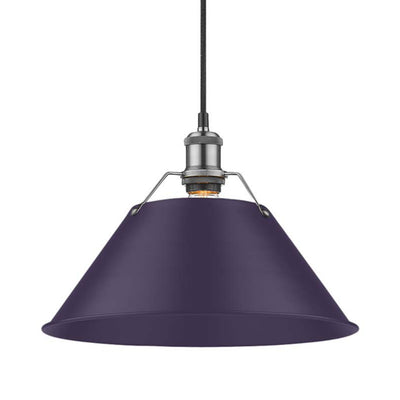 Yep by Golden Lighting Orwell 1-light 14in Pendant in Pewter and Exotic Purple shade - Default Title - Golden Lighting