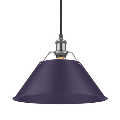 Yep by Golden Lighting Orwell 1-light 14in Pendant in Pewter and Exotic Purple shade