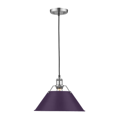 Yep by Golden Lighting Orwell 1-light 14in Pendant in Pewter and Exotic Purple shade