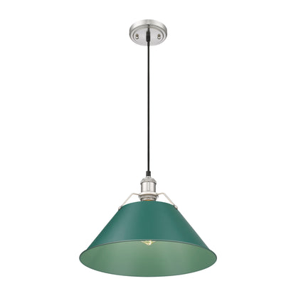 Yep by Golden Lighting Orwell 1-light 14in Pendant in Pewter and Pine Green shade