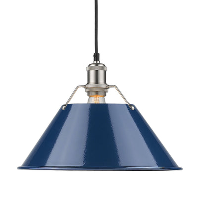 Yep by Golden Lighting Orwell 1-light 14in Pendant in Pewter and Navy Blue shade - Default Title - Golden Lighting