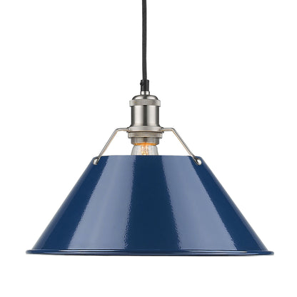 Yep by Golden Lighting Orwell 1-light 14in Pendant in Pewter and Navy Blue shade