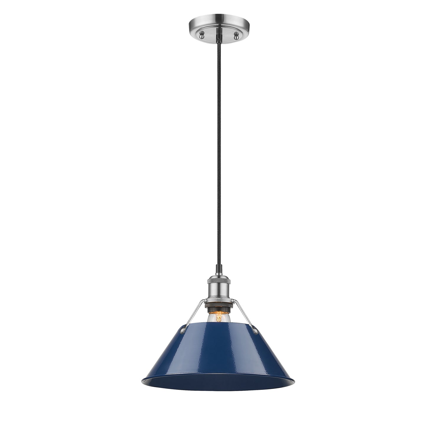 Orwell 14" Wide Large Pendant in Pewter with Matte Navy - Pewter / Matte Navy / Blue - Golden Lighting