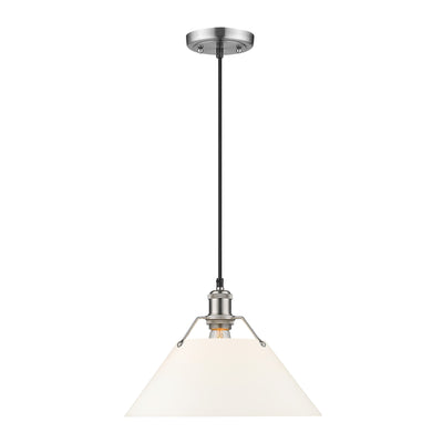 Yep by Golden Lighting Orwell 1-light 14in Pendant in Pewter and Opal Glass - - Golden Lighting