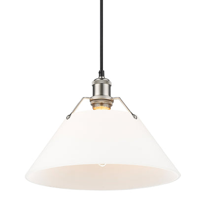 Orwell 14" Wide Large Pendant in Pewter with Opal Glass - Pewter / Opal Glass / White - Golden Lighting