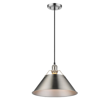 Orwell 14" Wide Large Pendant in Pewter - Pewter / Pewter / Silver - Golden Lighting