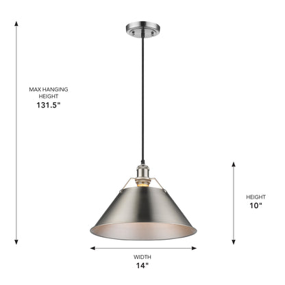 Yep by Golden Lighting Orwell 1-light 14in Pendant in Pewter