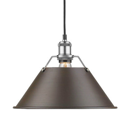 Yep by Golden Lighting Orwell 1-light 14in Pendant in Pewter and Rubbed Bronze shade