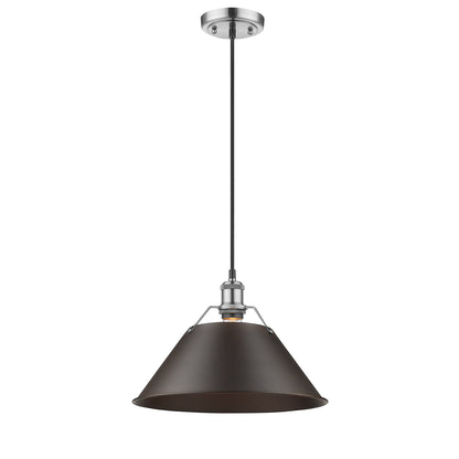 Orwell 14" Wide Large Pendant in Pewter with Rubbed Bronze - Pewter / Rubbed Bronze / Bronze - Golden Lighting