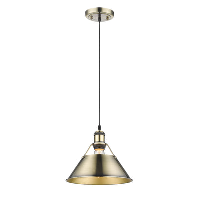 Yep by Golden Lighting Orwell 1-light 10in Pendant in Aged Brass - - Golden Lighting