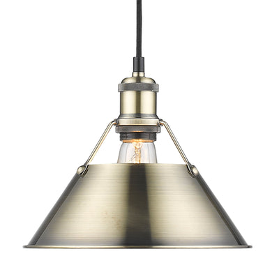 Yep by Golden Lighting Orwell 1-light 10in Pendant in Aged Brass - - Golden Lighting