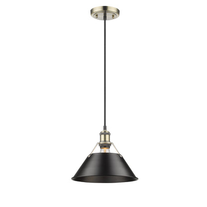 Yep by Golden Lighting Orwell 1-light 10in Pendant in Aged Brass and Matte Black shade - - Golden Lighting