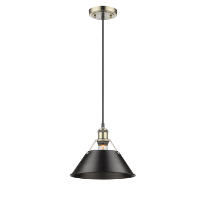 Yep by Golden Lighting Orwell 1-light 14in Pendant in Aged Brass and Matte Black shade - - Golden Lighting
