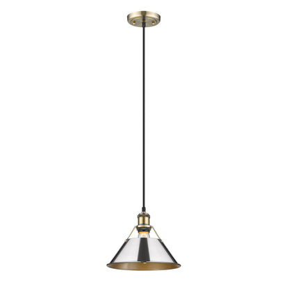 Yep by Golden Lighting Orwell 1-light 10in Pendant in Aged Brass and Chrome shade - - Golden Lighting