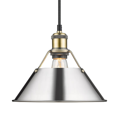 Yep by Golden Lighting Orwell 1-light 10in Pendant in Aged Brass and Chrome shade - - Golden Lighting