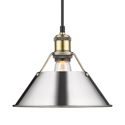 Yep by Golden Lighting Orwell 1-light 10in Pendant in Aged Brass and Chrome shade - - Golden Lighting
