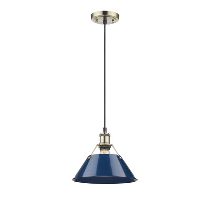 Yep by Golden Lighting Orwell 1-light 10in Pendant in Aged Brass and Navy Blue shade - - Golden Lighting
