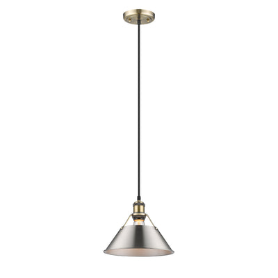 Yep by Golden Lighting Orwell 1-light 10in Pendant in Aged Brass and Pewter shade - - Golden Lighting