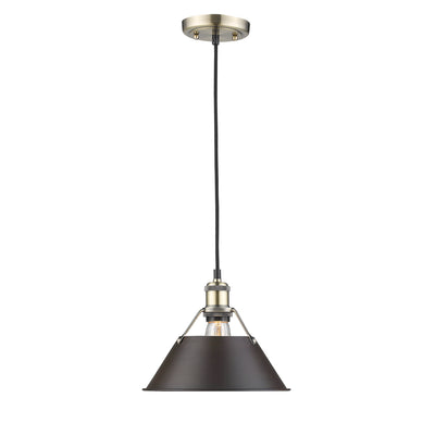 Yep by Golden Lighting Orwell 1-light 14in Pendant in Aged Brass and Rubbed Bronze shade - - Golden Lighting