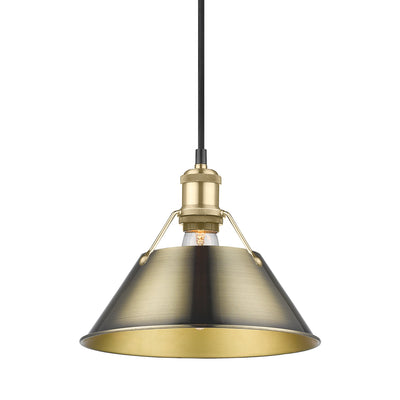 Yep by Golden Lighting Orwell 1-light 14in Pendant in Brushed Champagne Brass and Aged Brass shade - - Golden Lighting