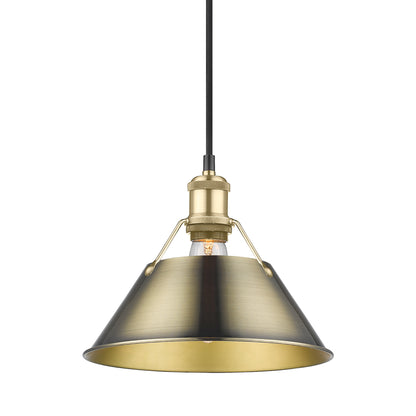 Yep by Golden Lighting Orwell 1-light 14in Pendant in Brushed Champagne Brass and Aged Brass shade - - Golden Lighting
