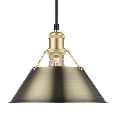 Yep by Golden Lighting Orwell 1-light 14in Pendant in Brushed Champagne Brass and Aged Brass shade - - Golden Lighting