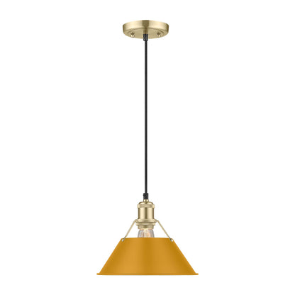 Yep by Golden Lighting Orwell 1-light 10in Pendant in Brushed Champagne Brass and Auric Yellow shade - - Golden Lighting