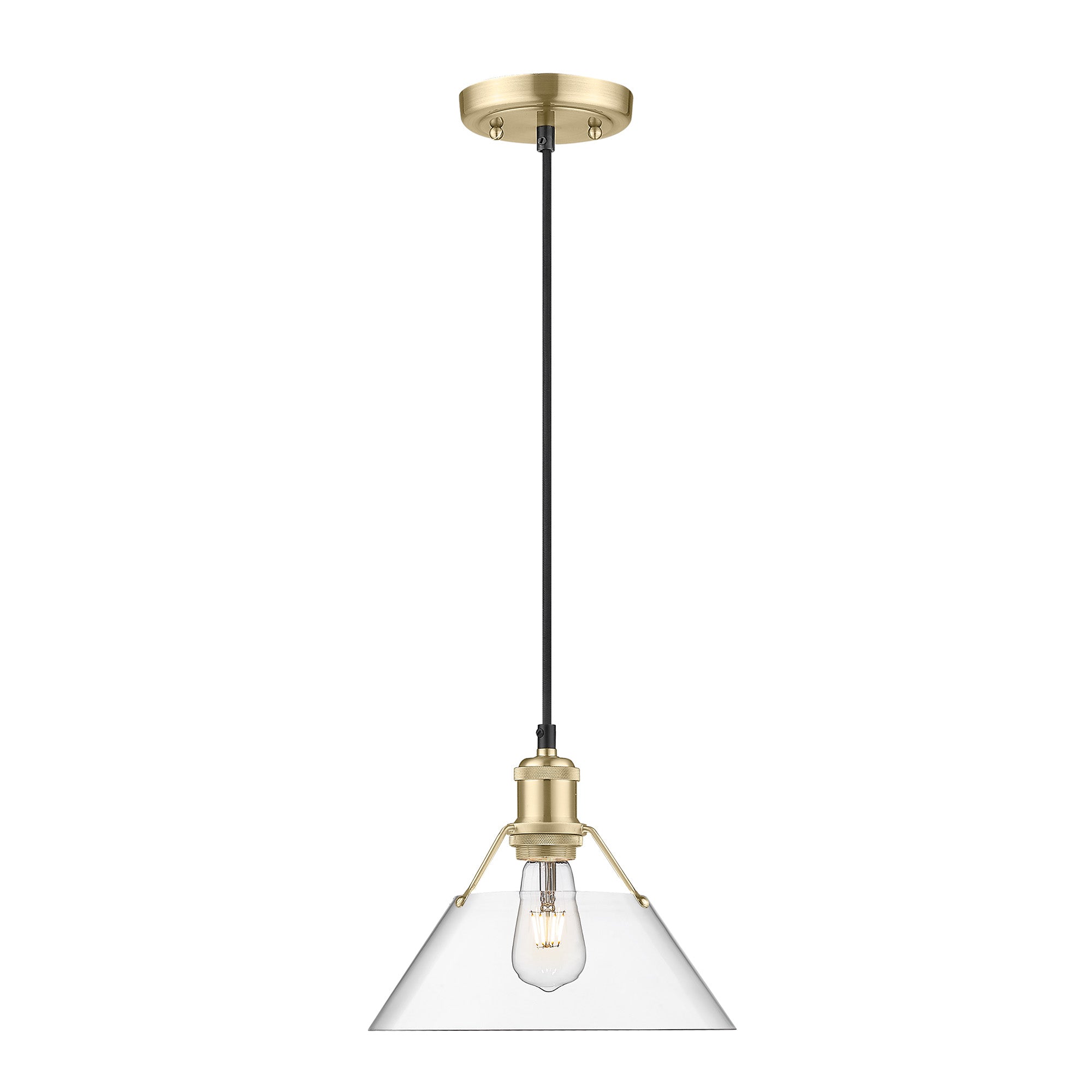 Yep by Golden Lighting Orwell 1-light 14in Pendant in Brushed Champagne Brass and Clear Glass - - Golden Lighting