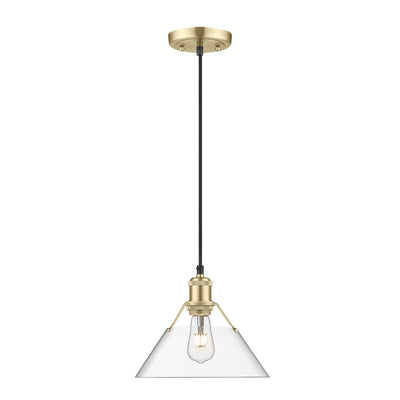 Yep by Golden Lighting Orwell 1-light 14in Pendant in Brushed Champagne Brass and Clear Glass - - Golden Lighting