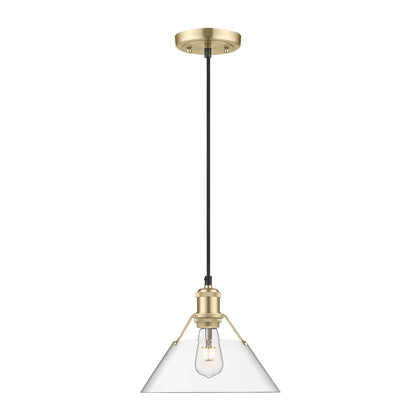 Yep by Golden Lighting Orwell 1-light 14in Pendant in Brushed Champagne Brass and Clear Glass - - Golden Lighting