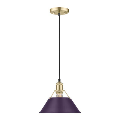 Yep by Golden Lighting Orwell 1-light 10in Pendant in Brushed Champagne Brass and Exotic Purple shade - - Golden Lighting